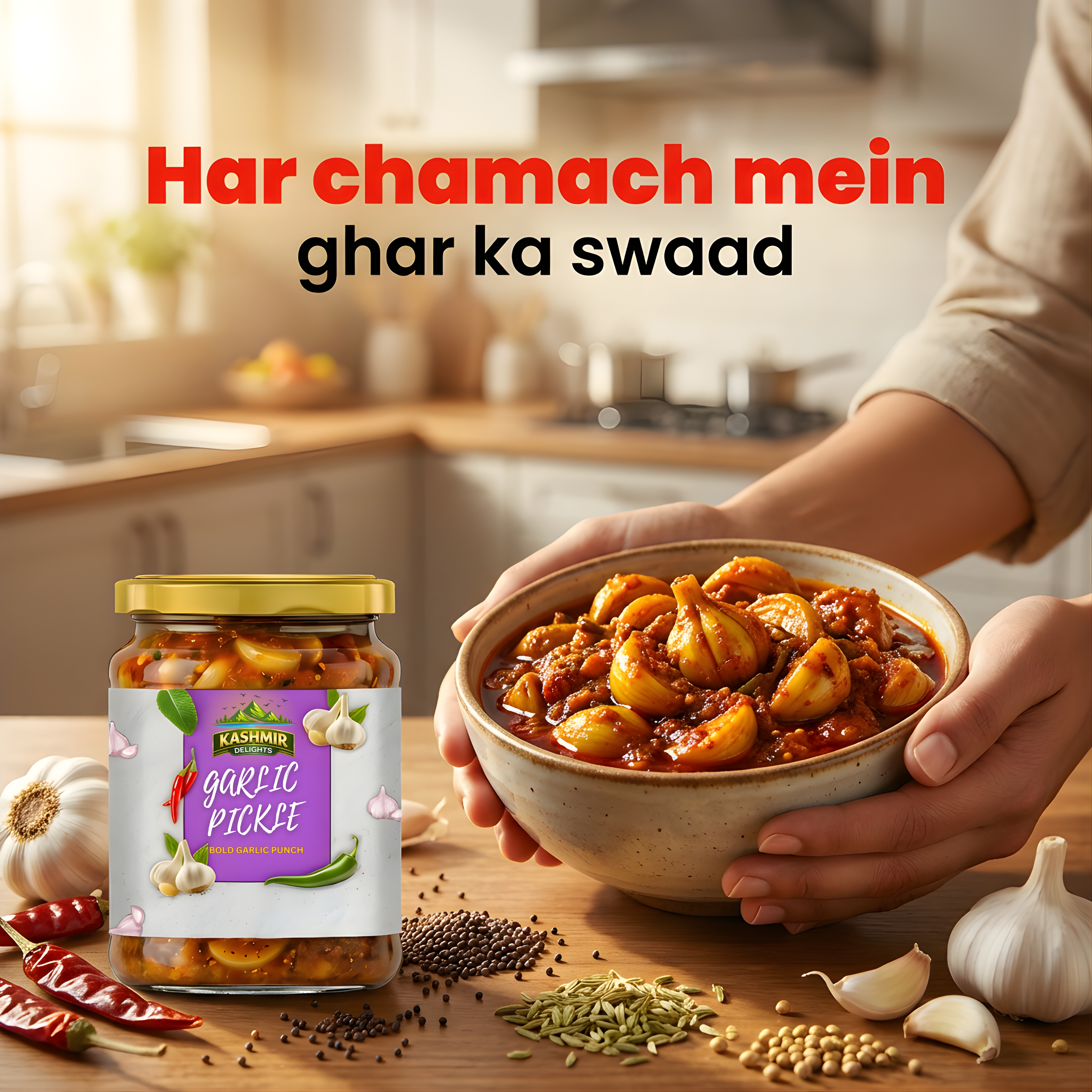 Kashmir Delights Garlic Pickle (Lahsun Achar) - Kashmir Delights