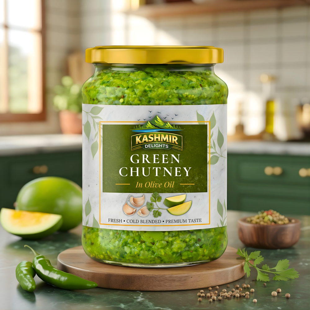 Kashmir Delights Authentic Green Chutney In Olive Oil - Kashmir Delights